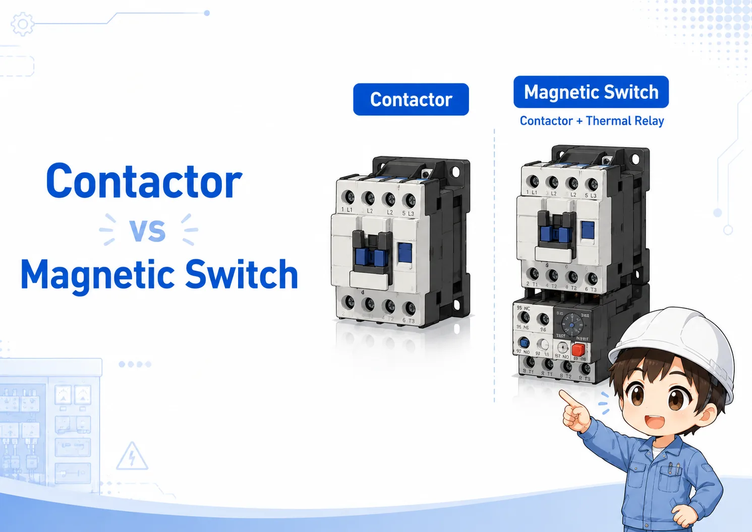 Electromagnetic contactor and magnetic switch comparison