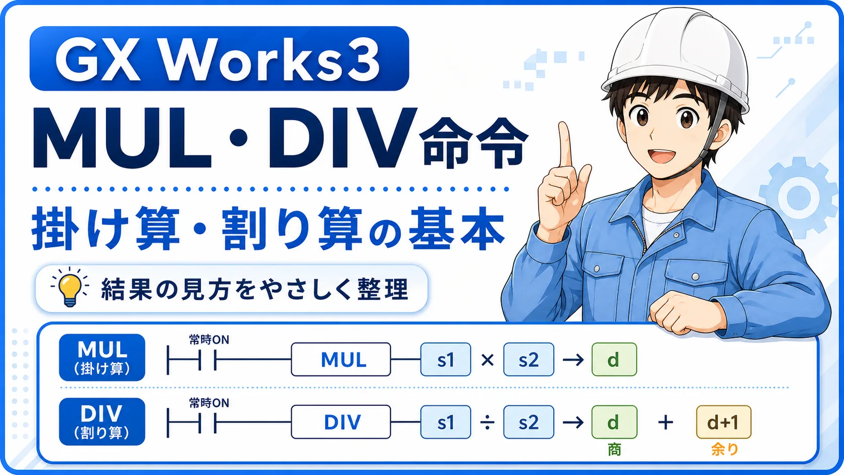 GX Works3のMUL・DIV命令を解説する記事イメージ