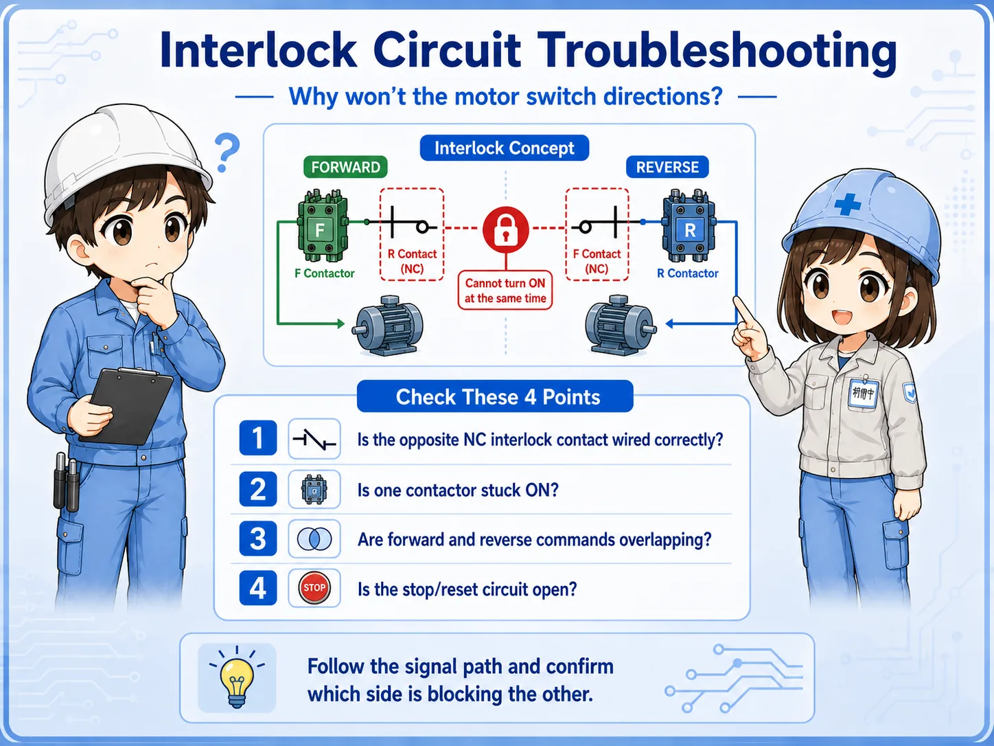 Interlock circuit troubleshooting checklist