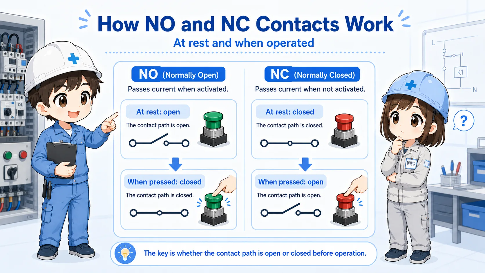 NO and NC contact basic comparison