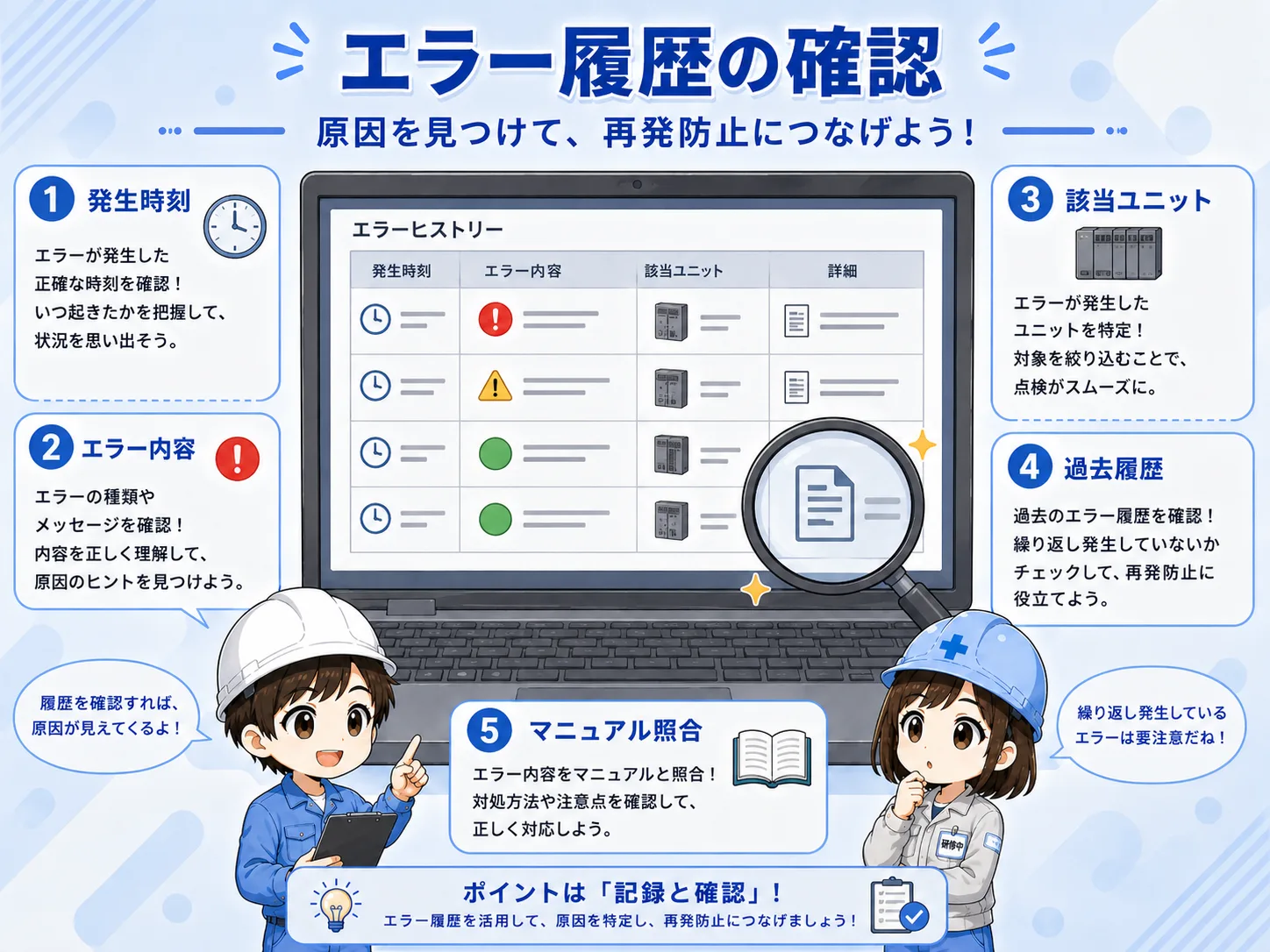 GX Works3などでエラー履歴を確認する流れの概念図