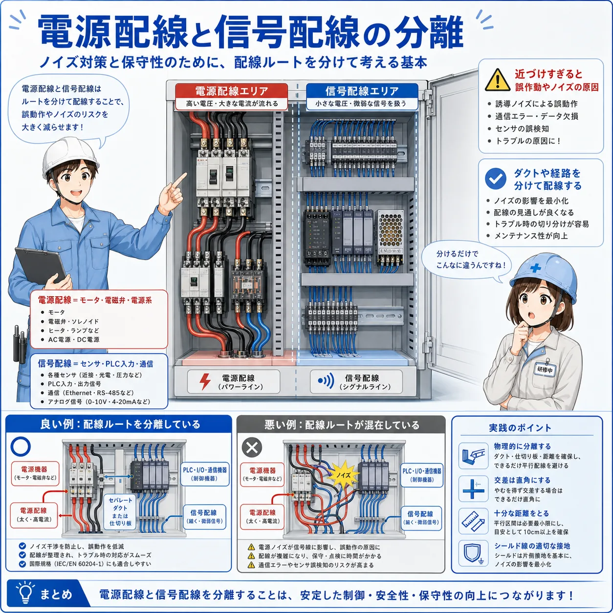 動力線と信号線の配線分離の記事