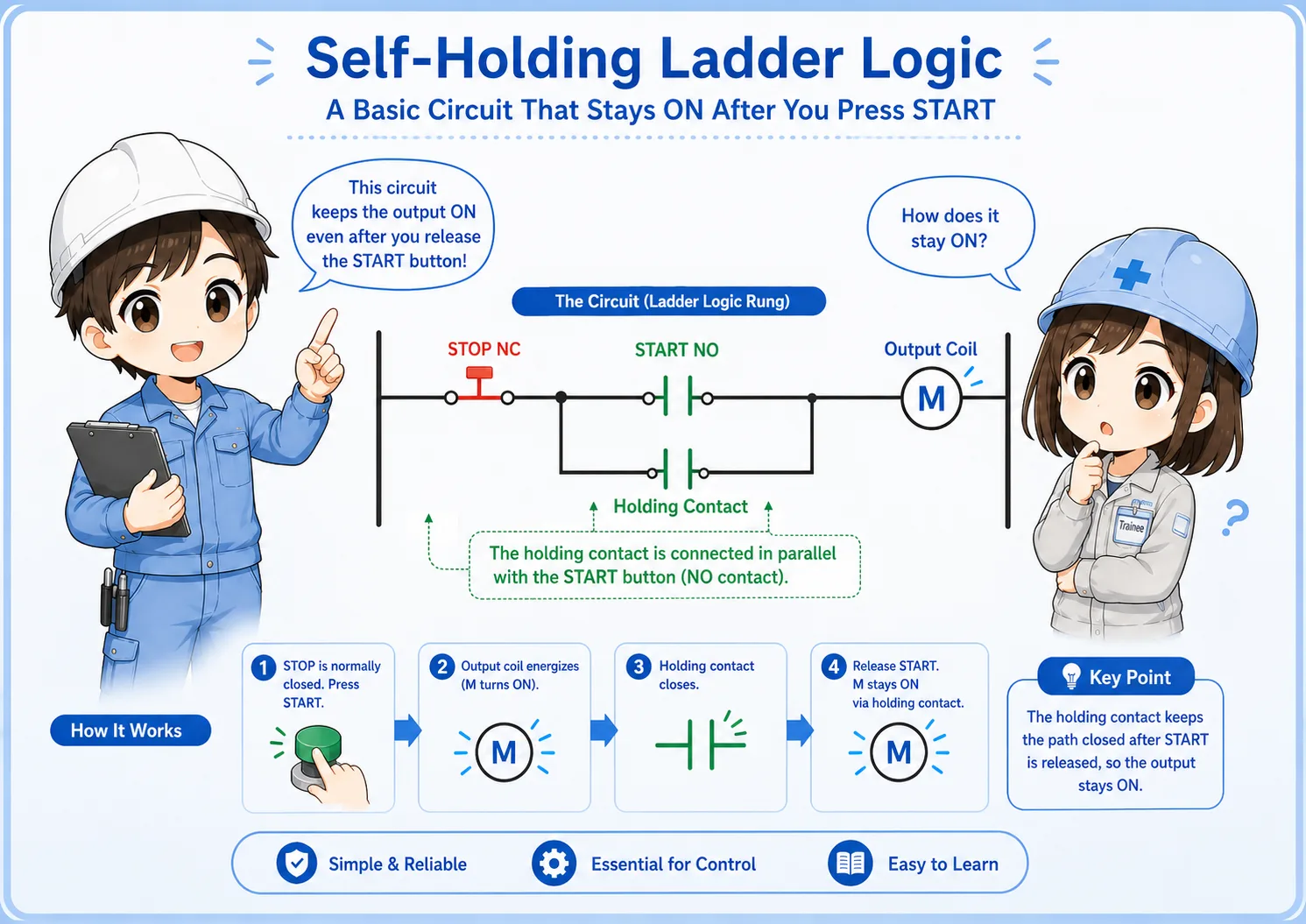 Self-holding ladder logic
